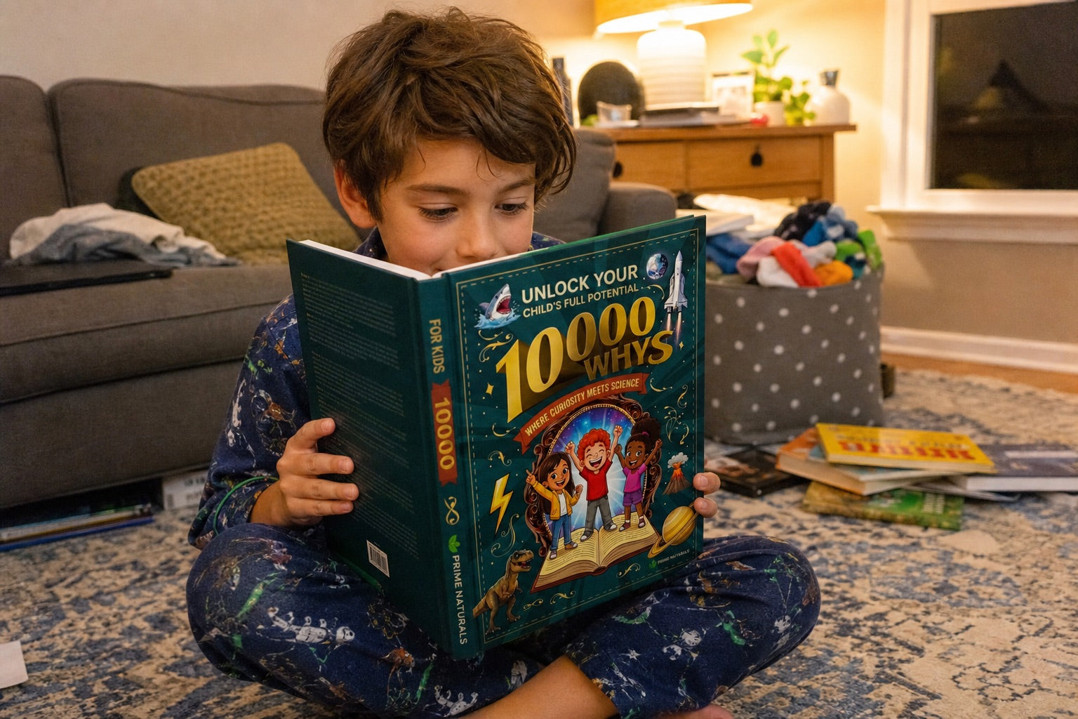 Child reading Kid’s Encyclopedia 10,000 Whys
